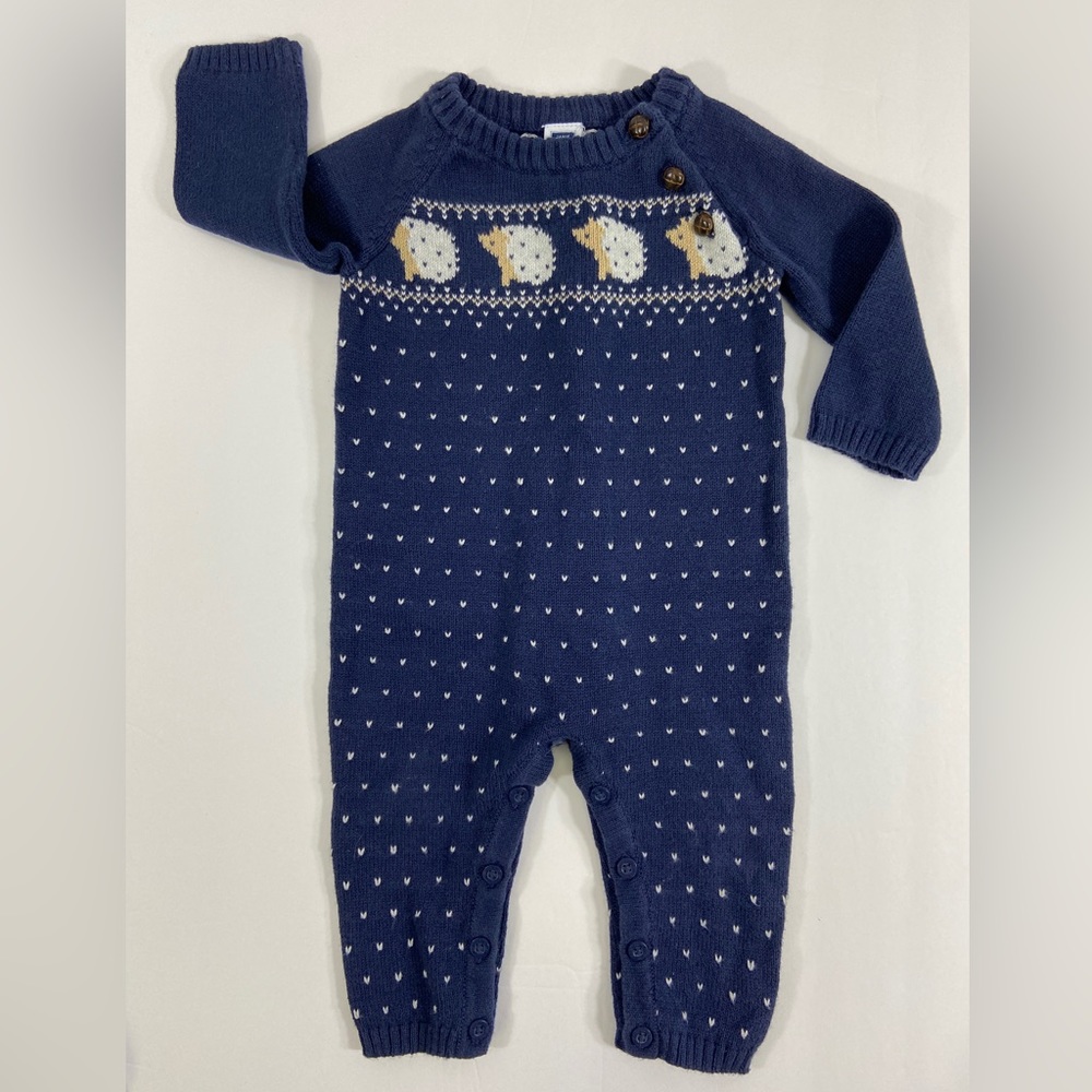 Janie And Jack Fair Isle Hedgehog Sweater One-piece Size 3-6 mos